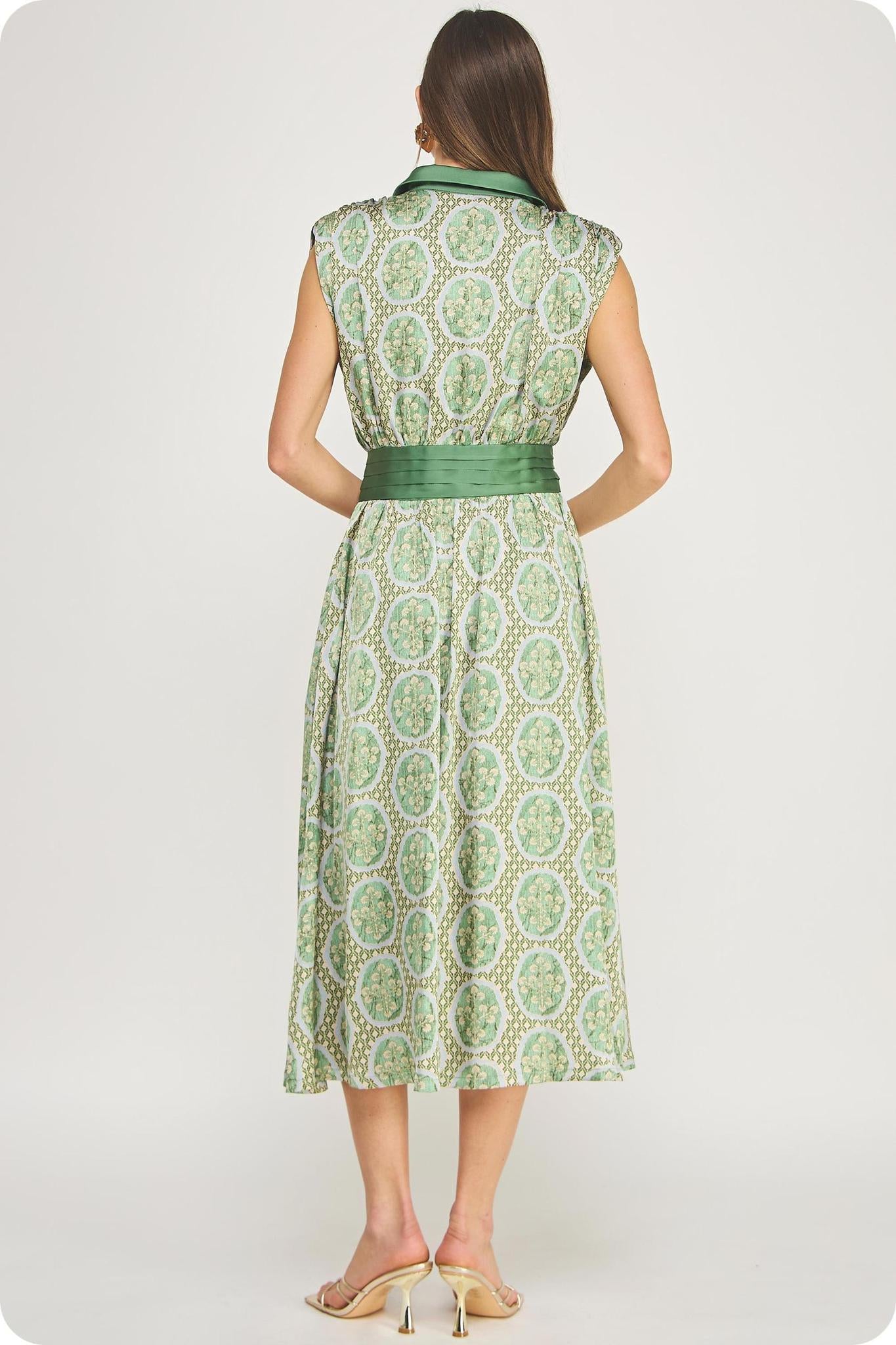 Olive Green Multi Pleated Detail Dress