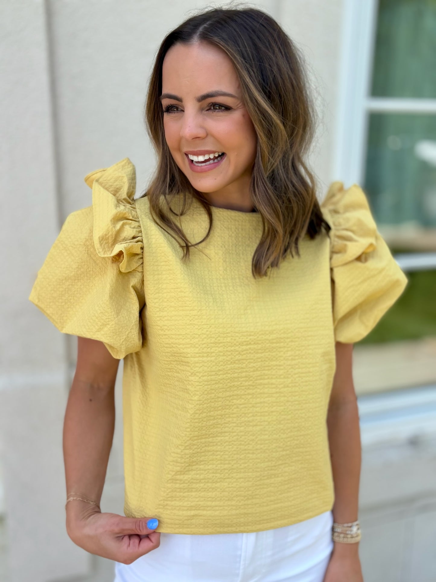 Yellow Puff Sleeve Top