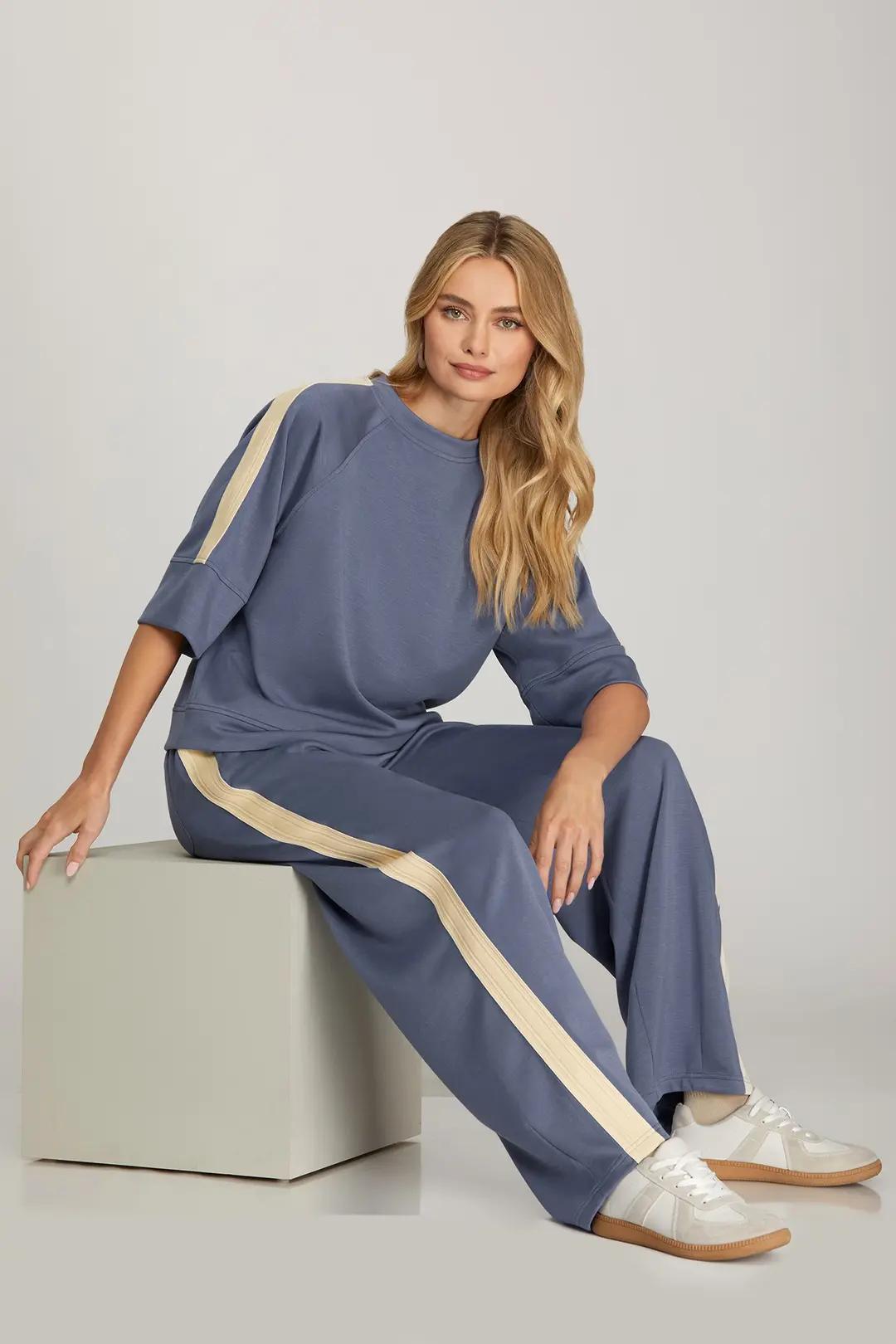 Dusty Blue Scuba Pants Set
