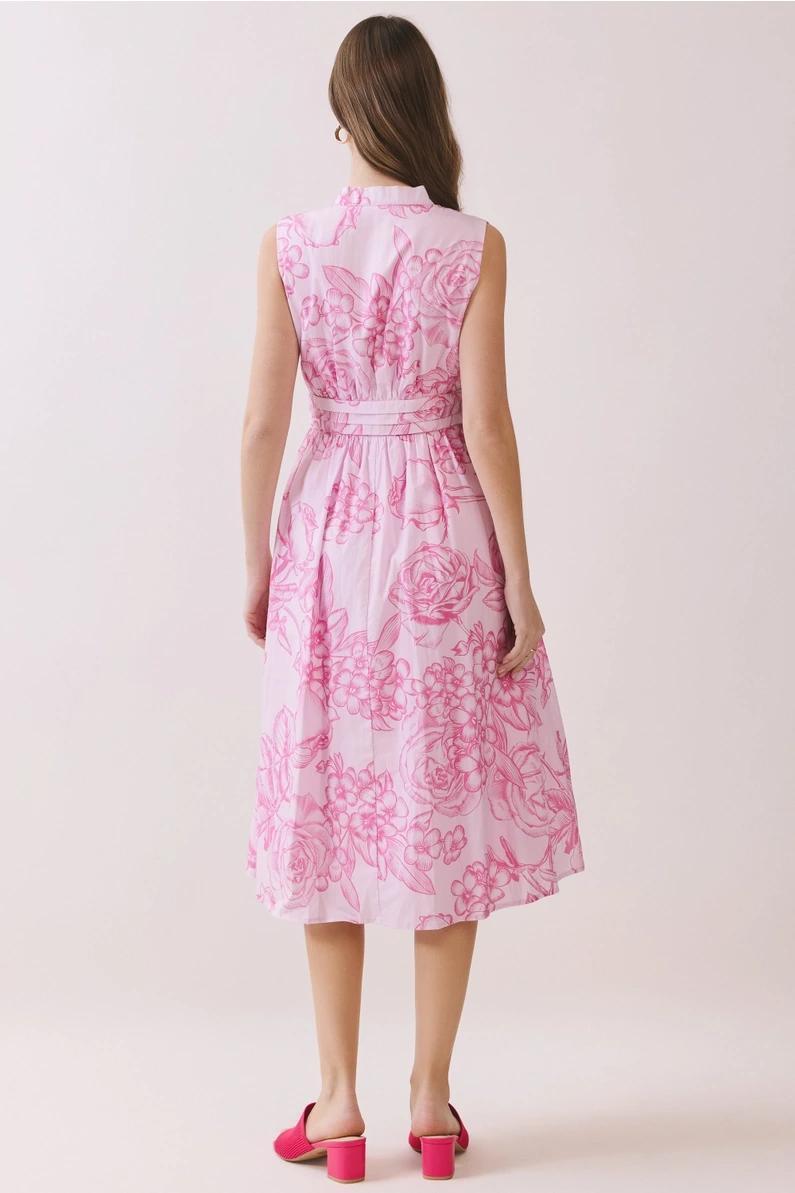 Pink Floral Midi Dress