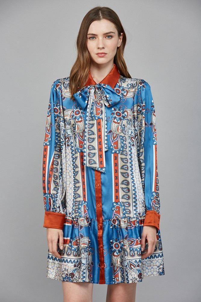 Multi Scarf Button Down Dress