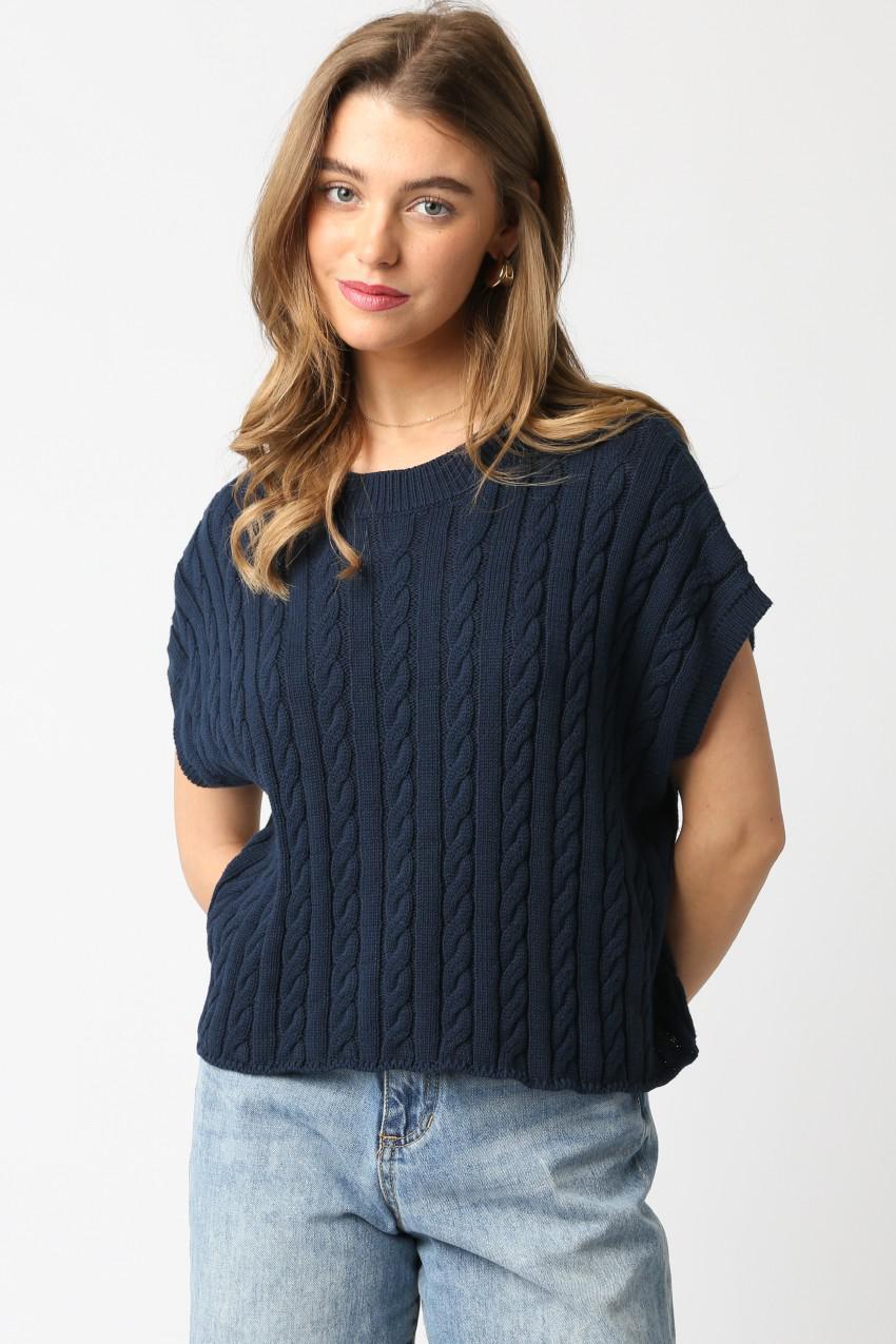 Navy Oversized Cotton Top