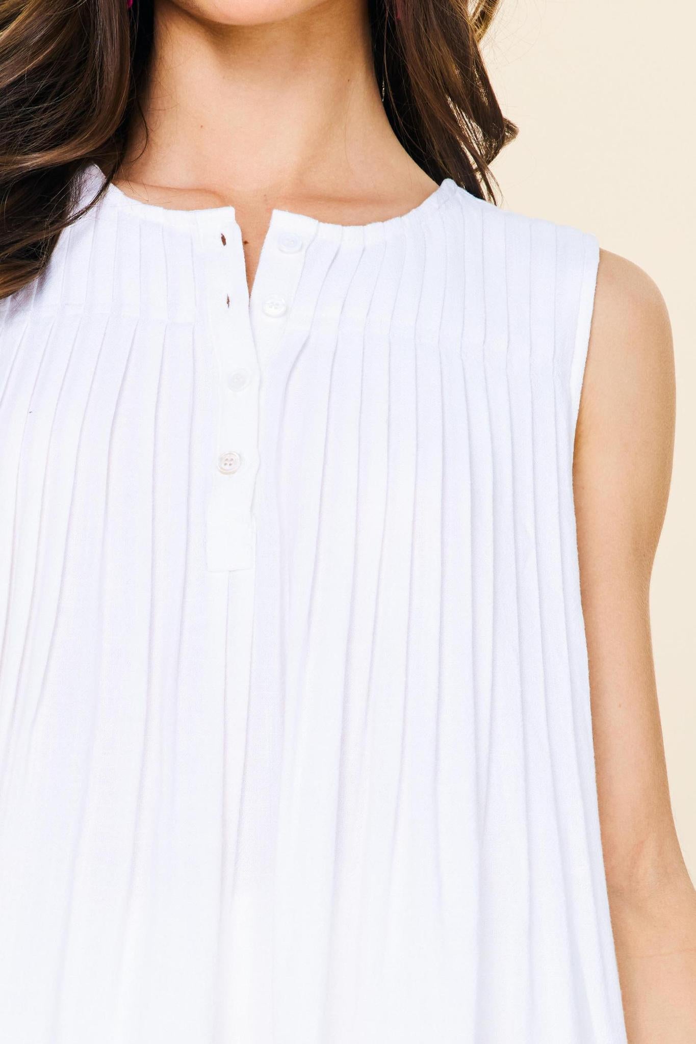 White Pintuck Swing Top