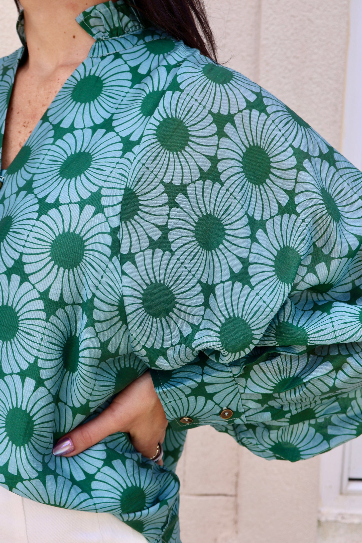 Hunter Green Floral Top