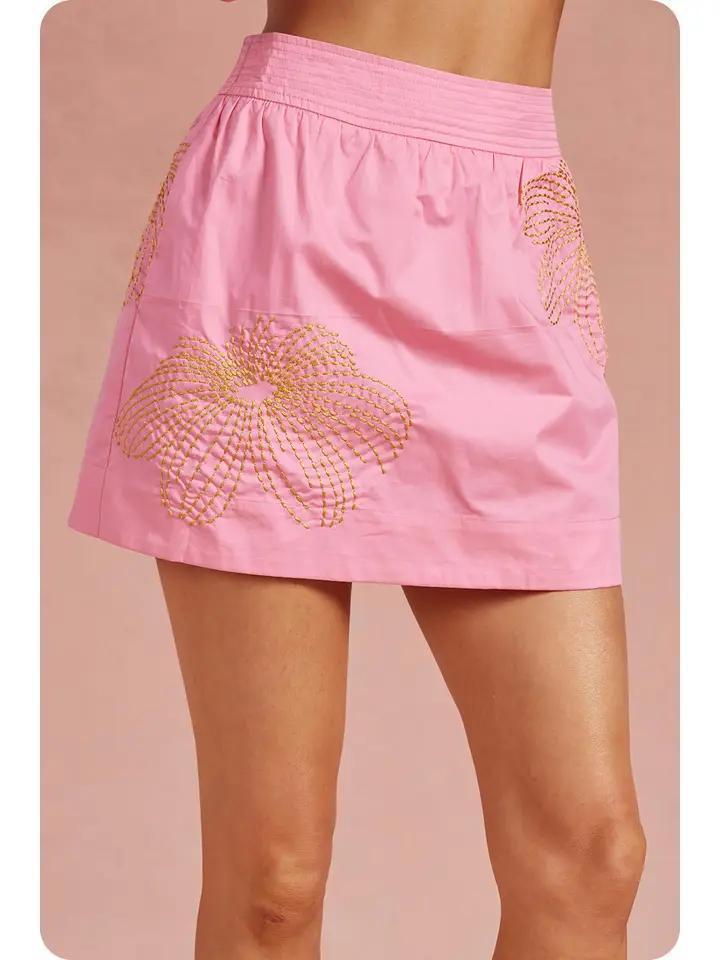 Bubblegum and Chartreuse Embroidered Set