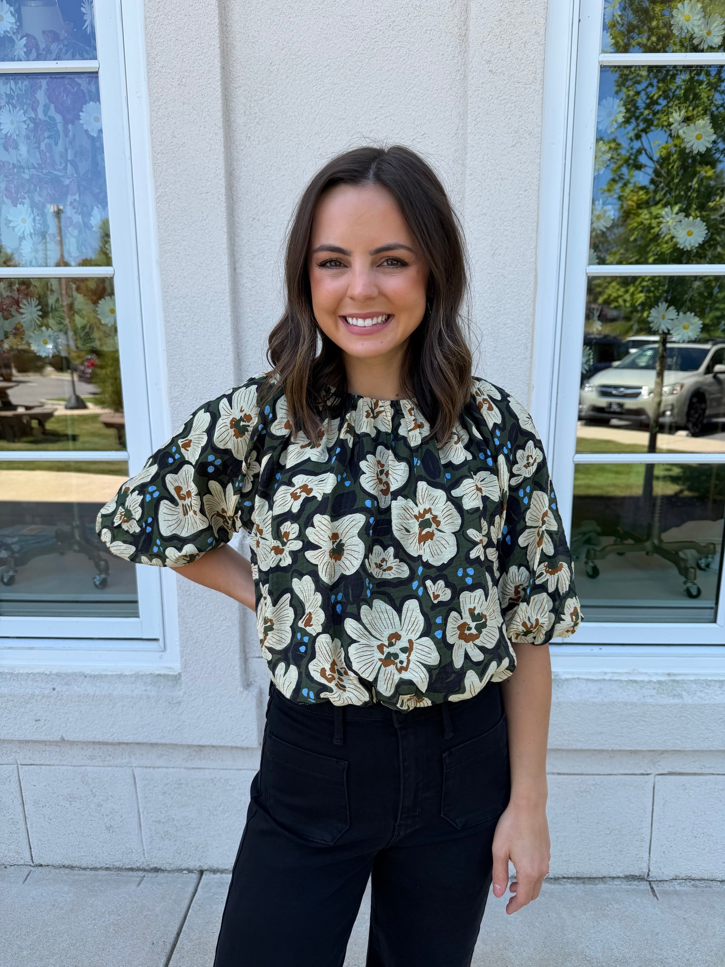 Verdigris Floral Top