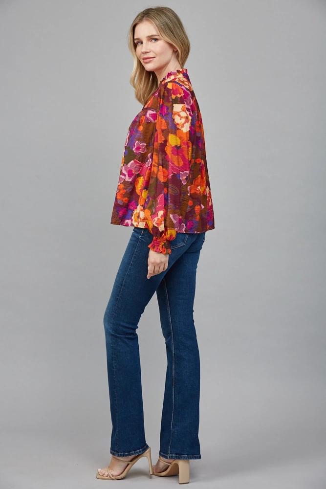 Fall Multi colored V-neck Blouse
