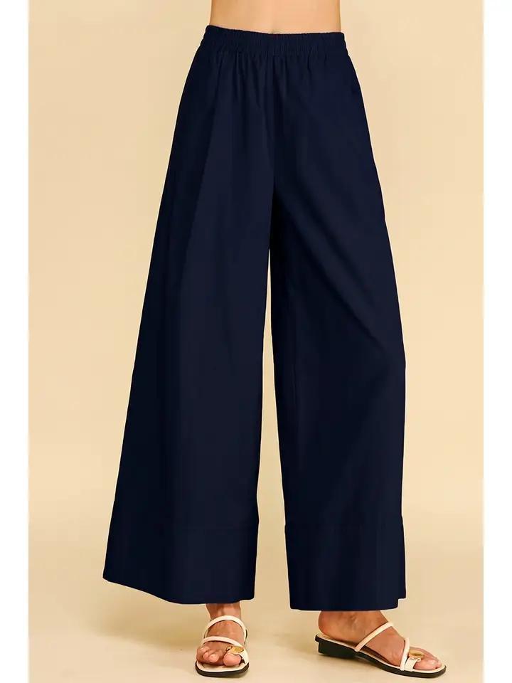 Deep Navy Corduroy Wide Leg Pant