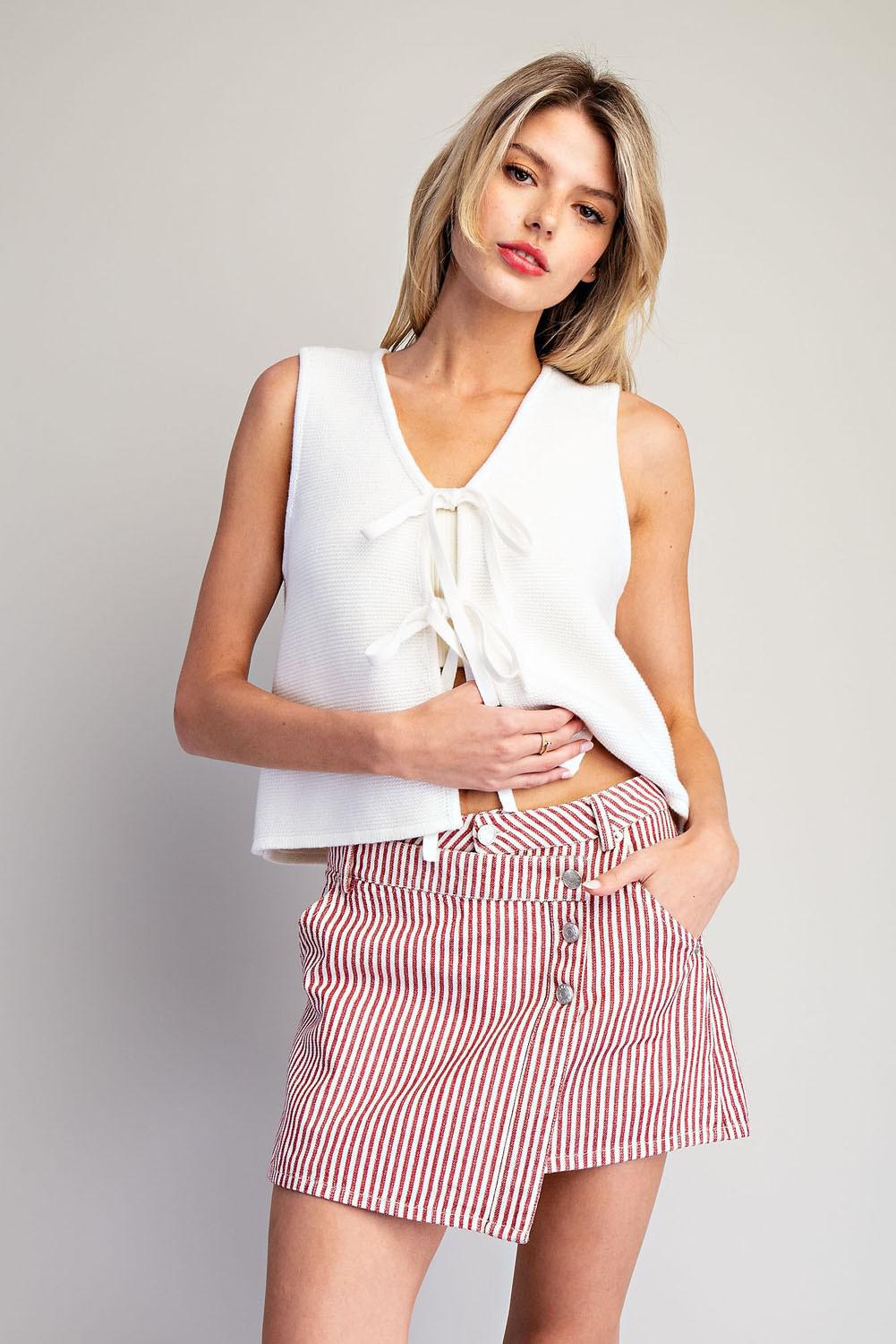 Cranberry Soft Washed Wrap Mini Skirt