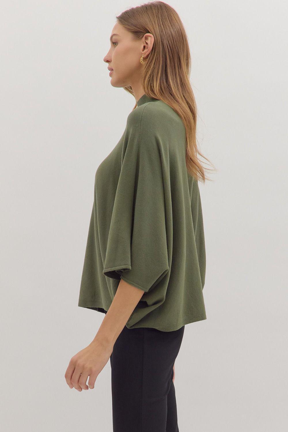 Olive Relaxed Knit Top