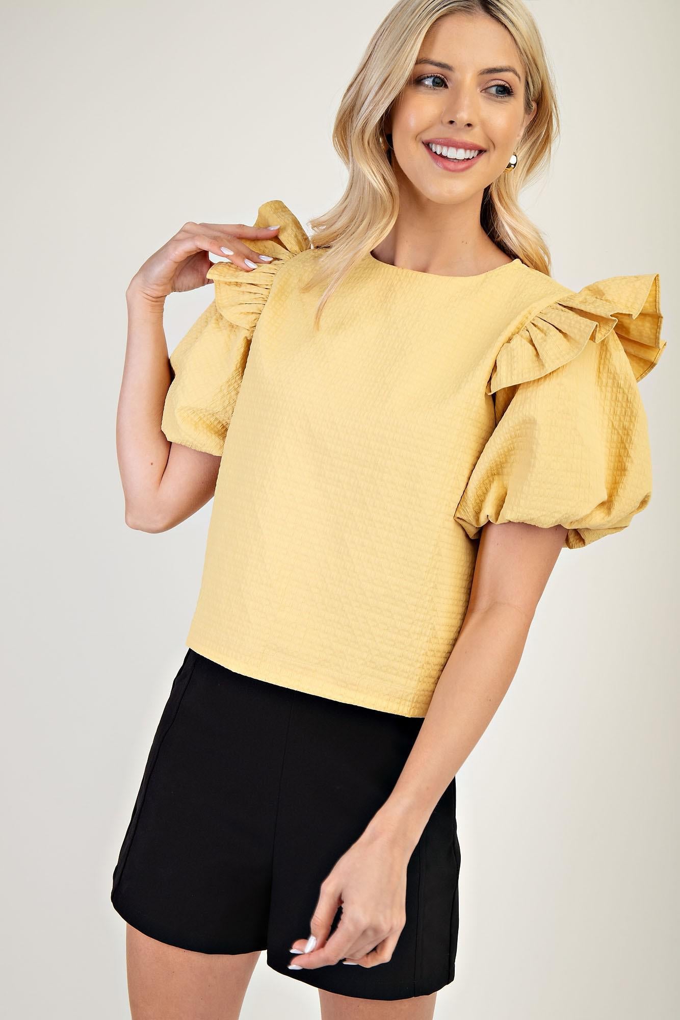 Yellow Puff Sleeve Top