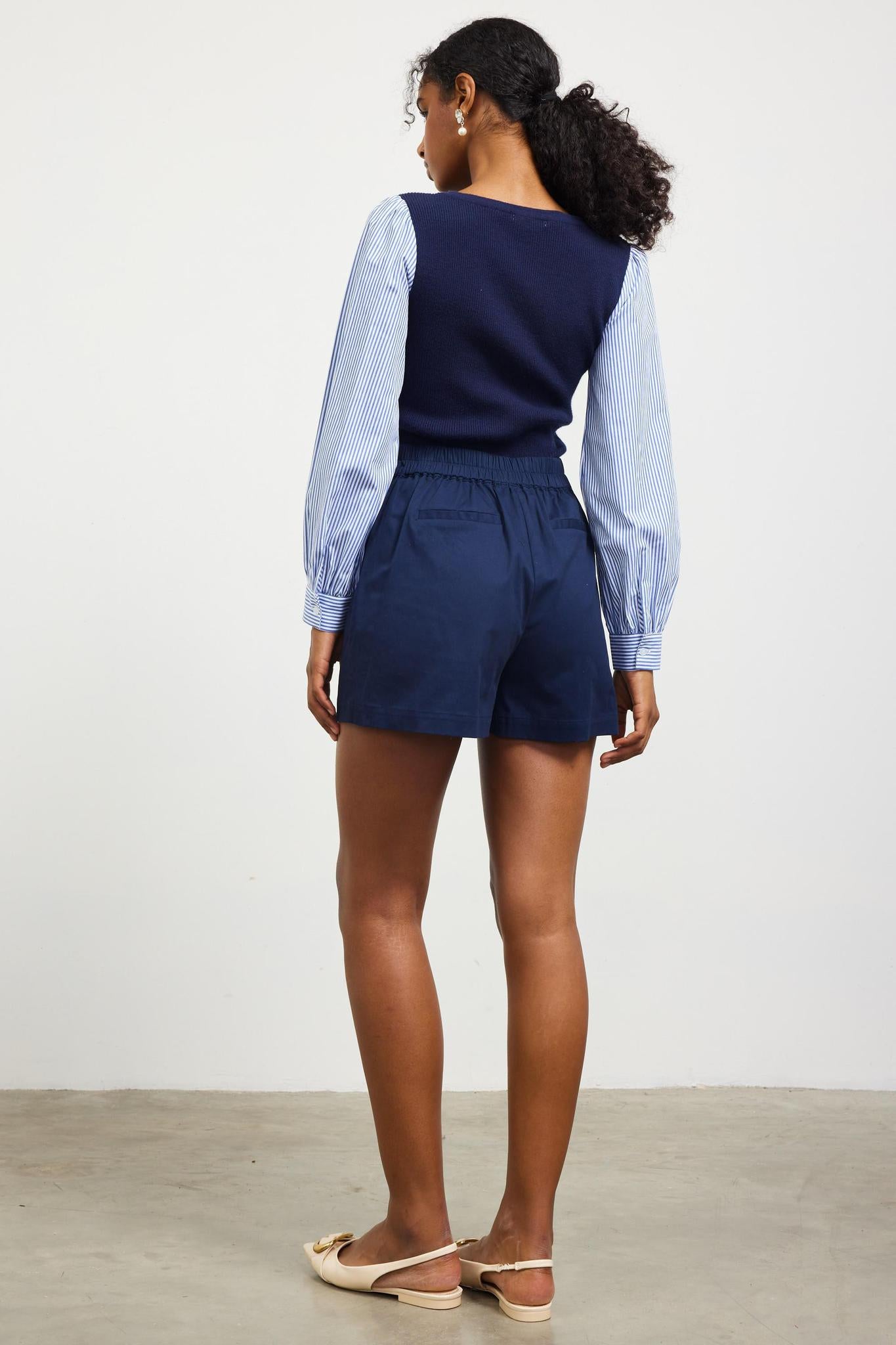 Navy Nautical Stretch Chino Shorts