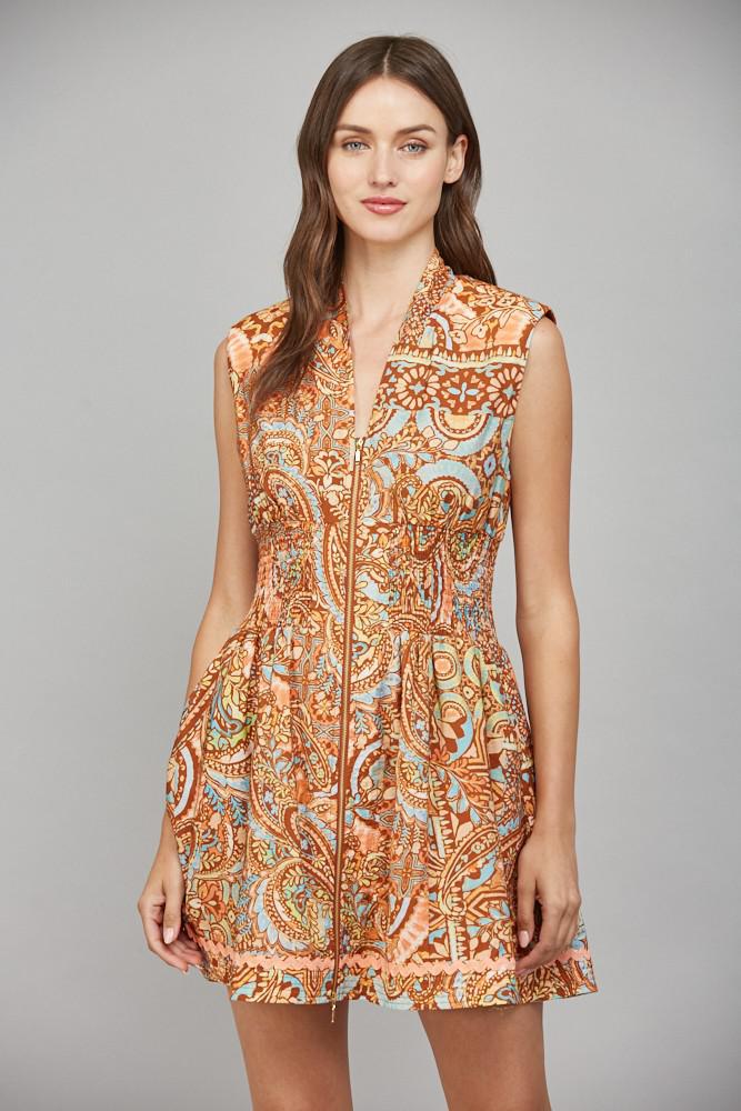 Rust Decorative Trim Dress