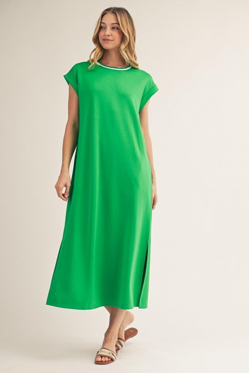 Kelly Green Side Slit Maxi Dress