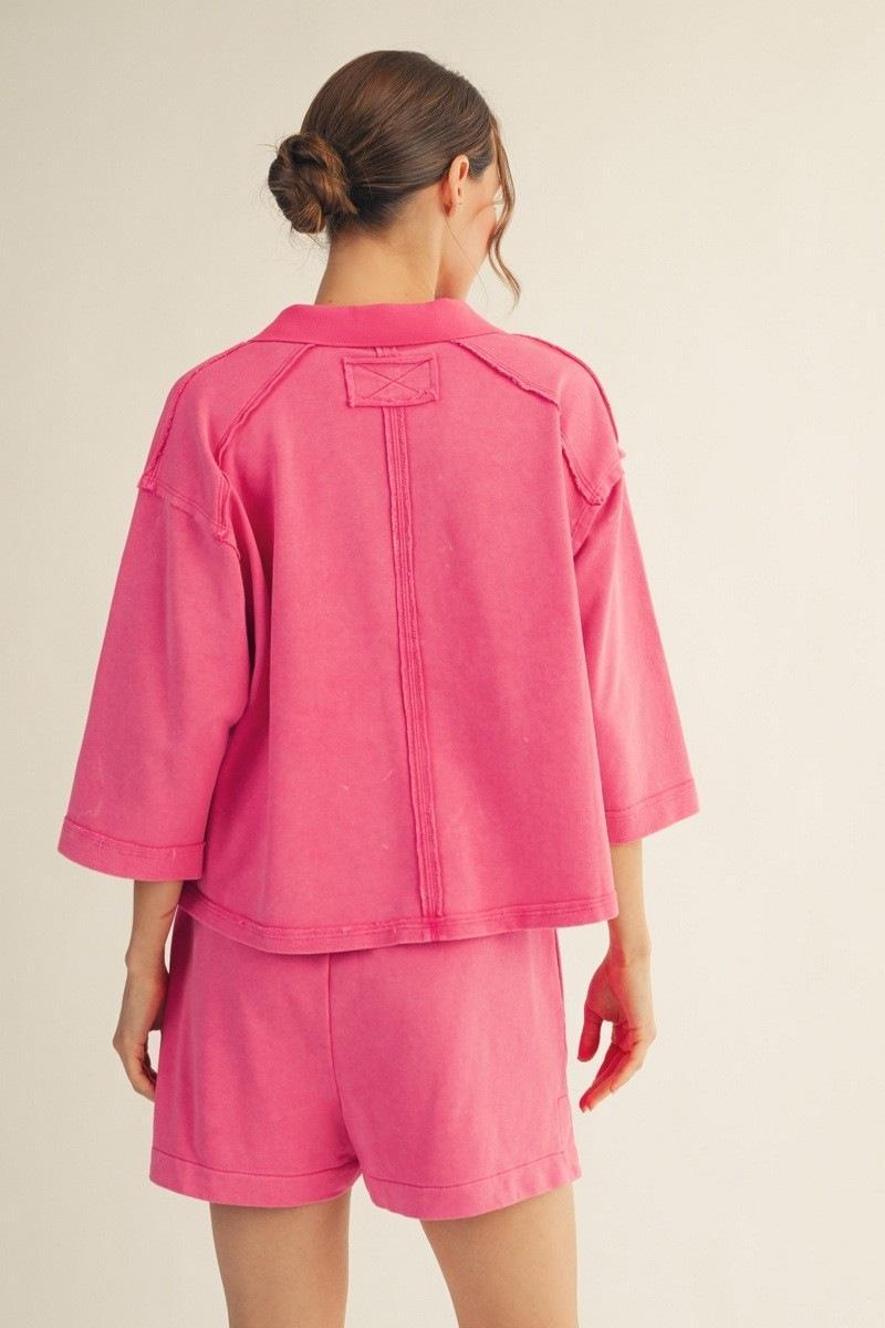 Hot Pink Washed Short Set