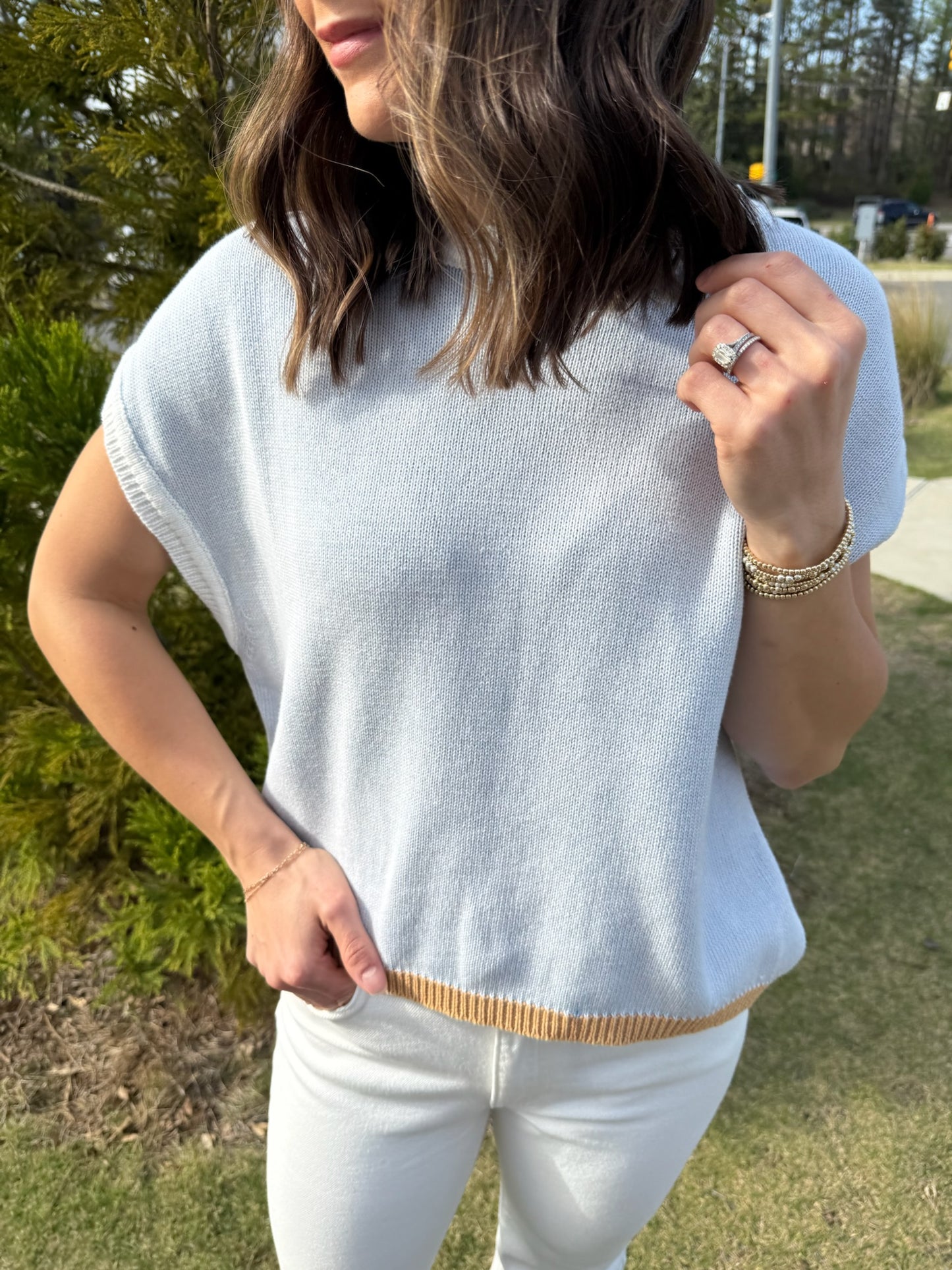 Icy Blue Mineral Washed Cotton Sweater