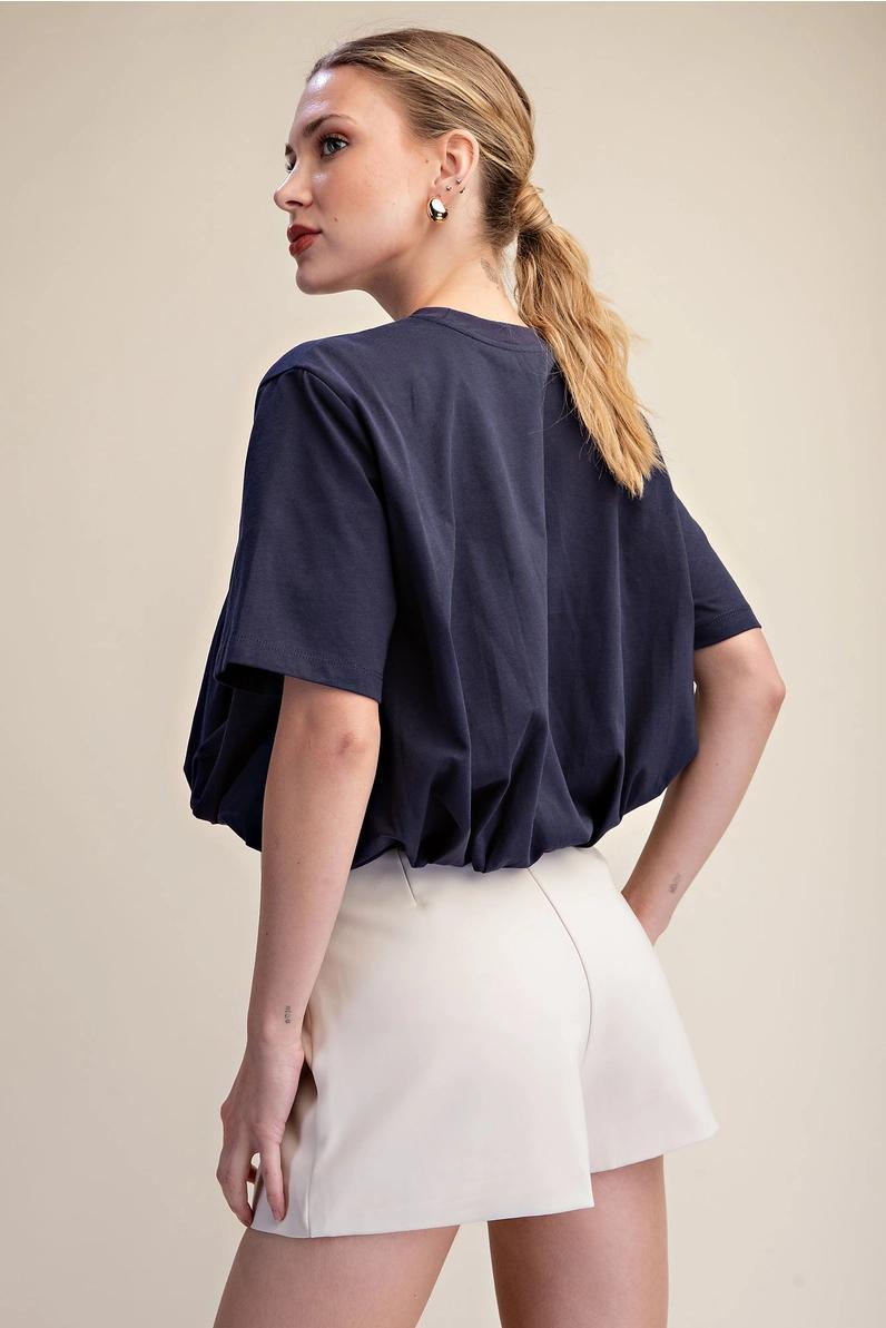 Navy Bubble Hem Tee