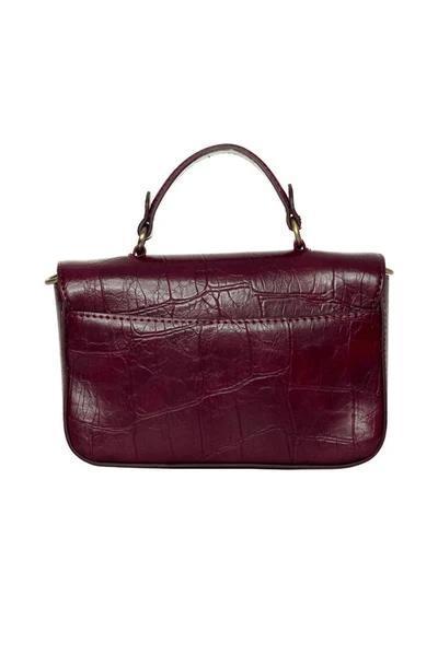 Burgundy Wilma Faux Croc Mini Crossbody