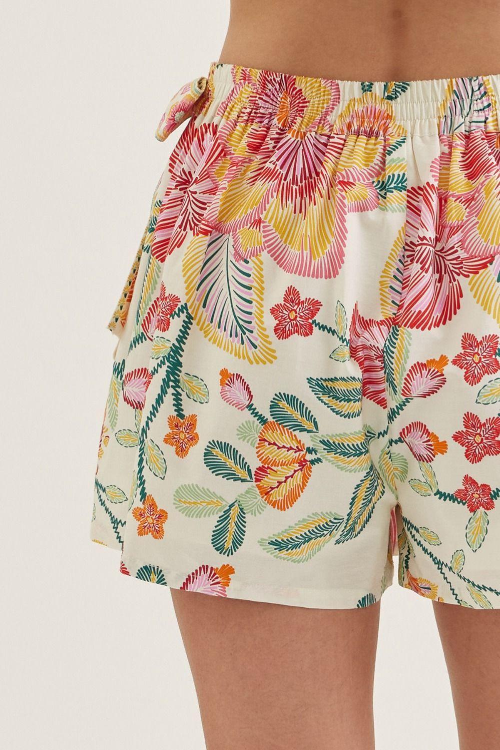 Pink Botanical Print Skort