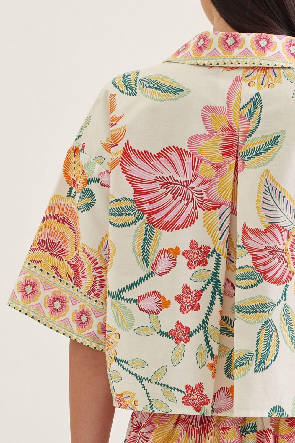 Pink Botanical Print Top