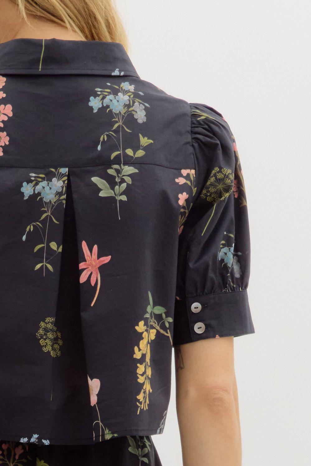 Black Floral Two Piece Midi Set