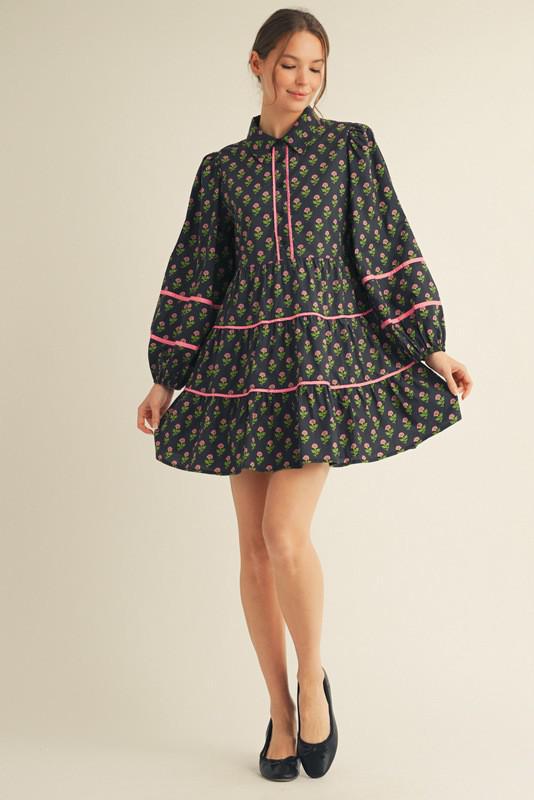 Black Floral Mini Dress