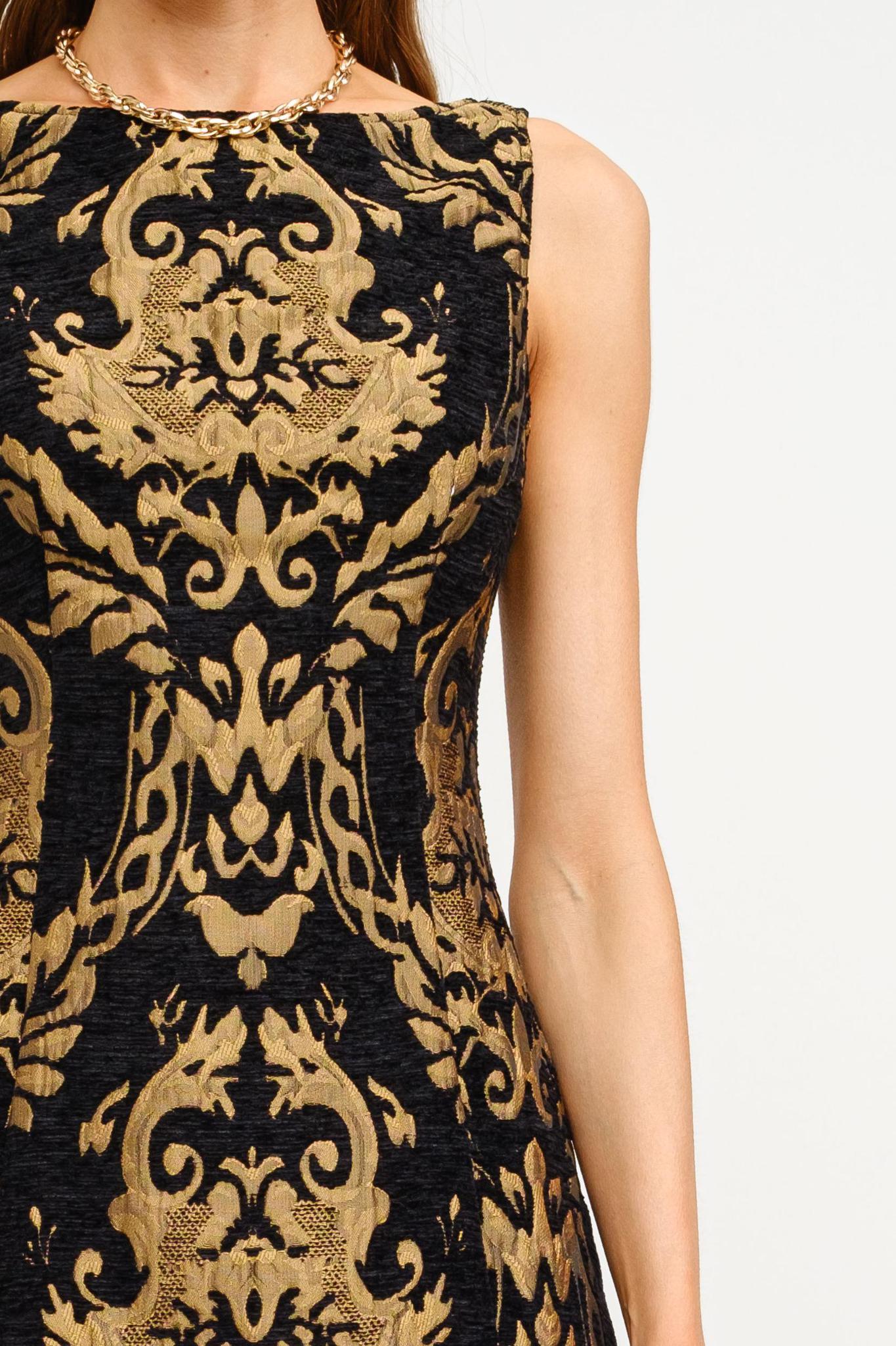 Black Carmine Jacquard Mini Dress