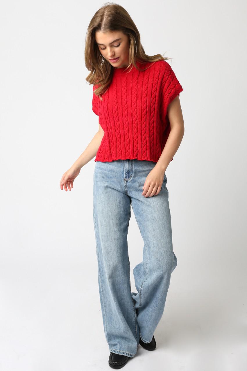 Dark Red Oversized Cotton Top
