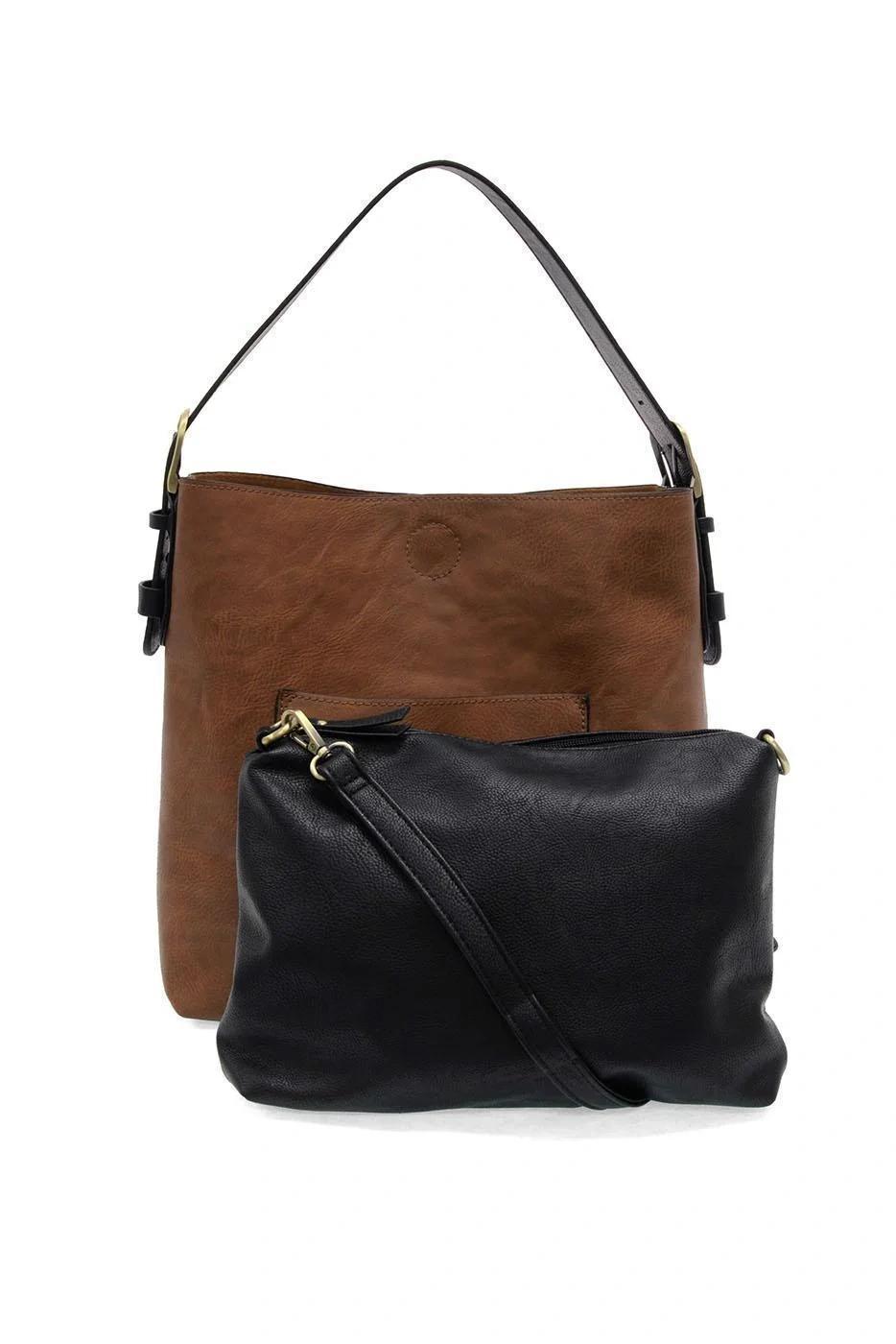 Pecan Hobo with Black Handle Handbag