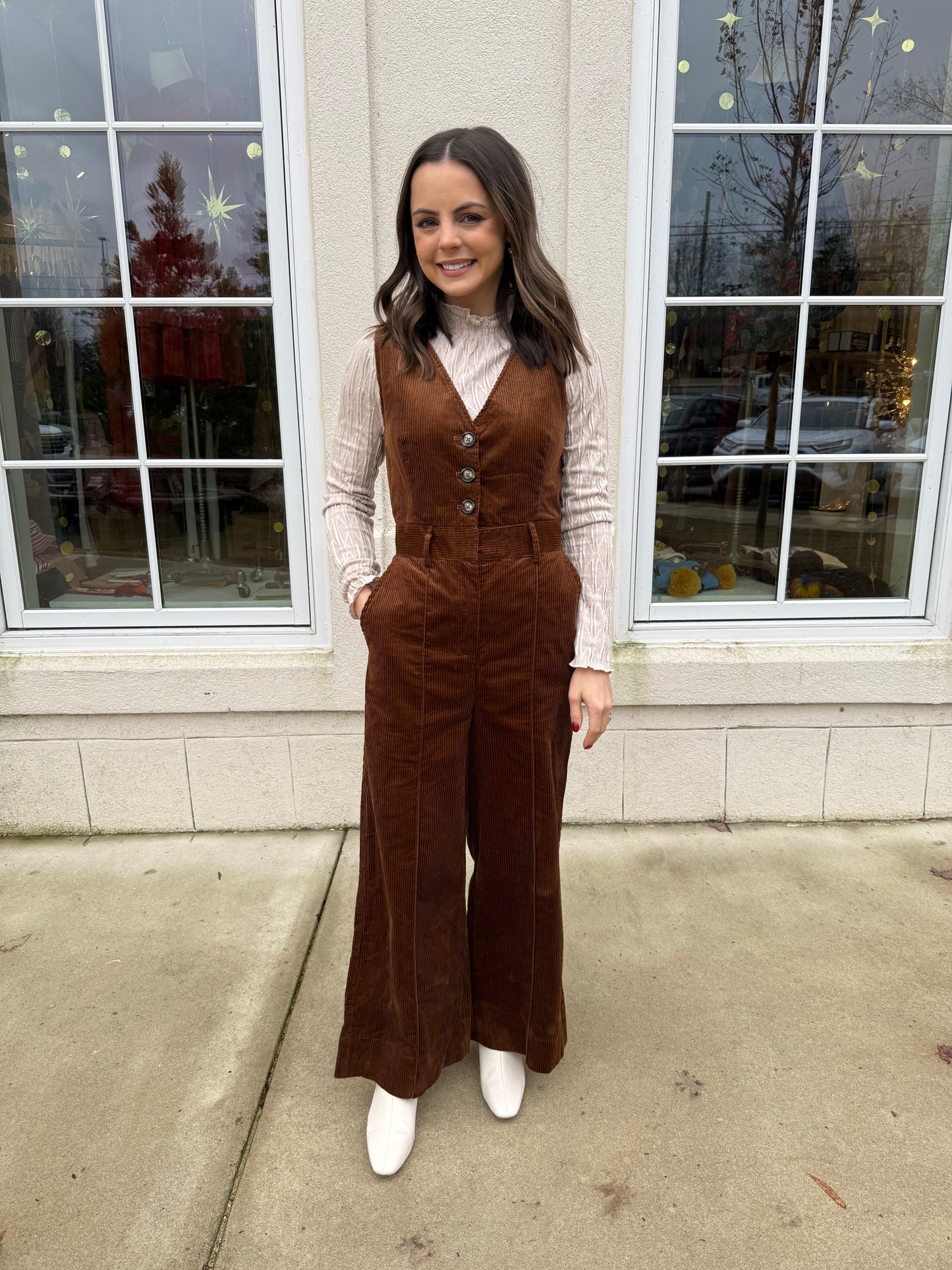 Warm Brown Corduroy Jumpsuit
