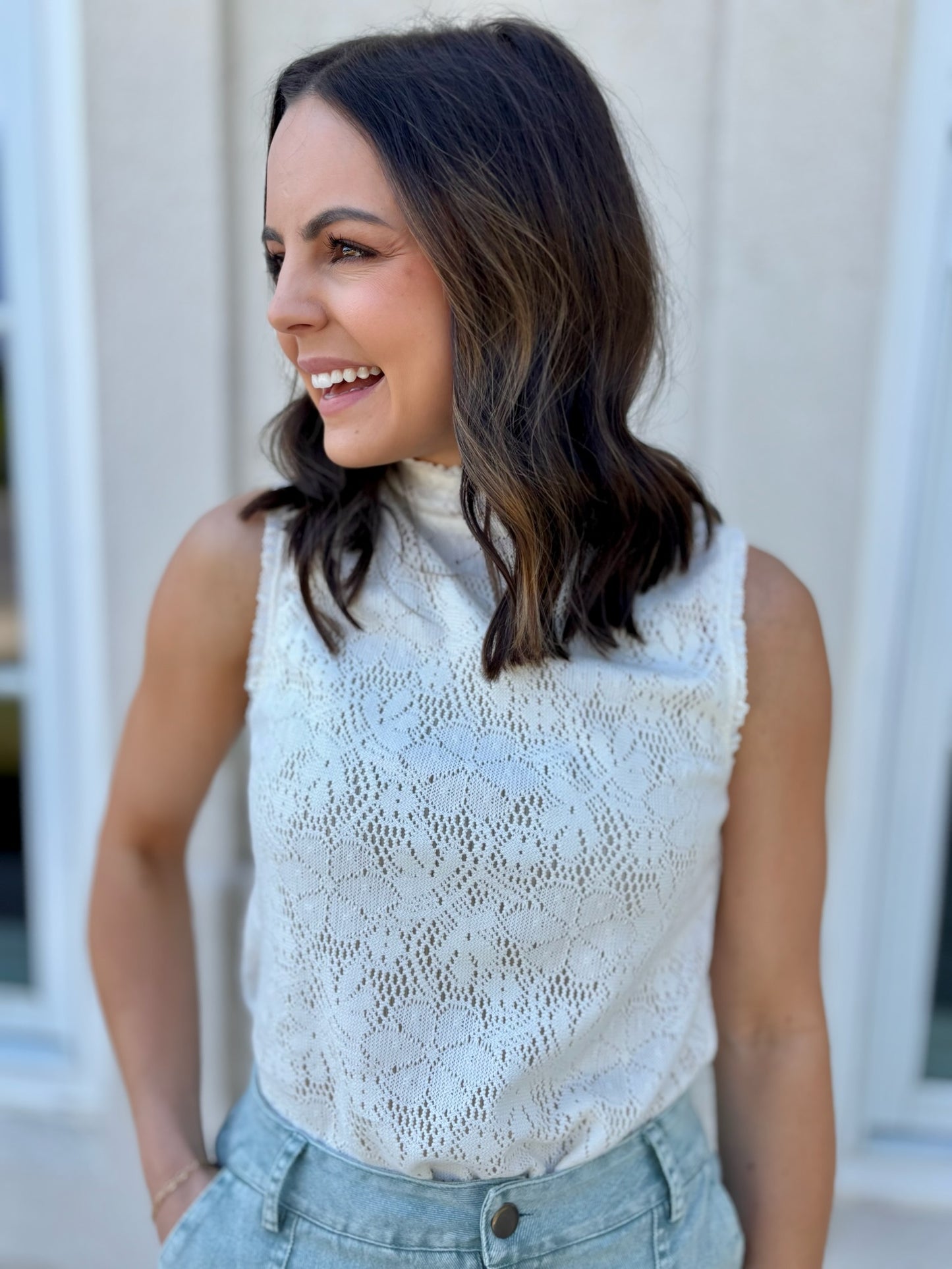 Cream Floral Lace Top