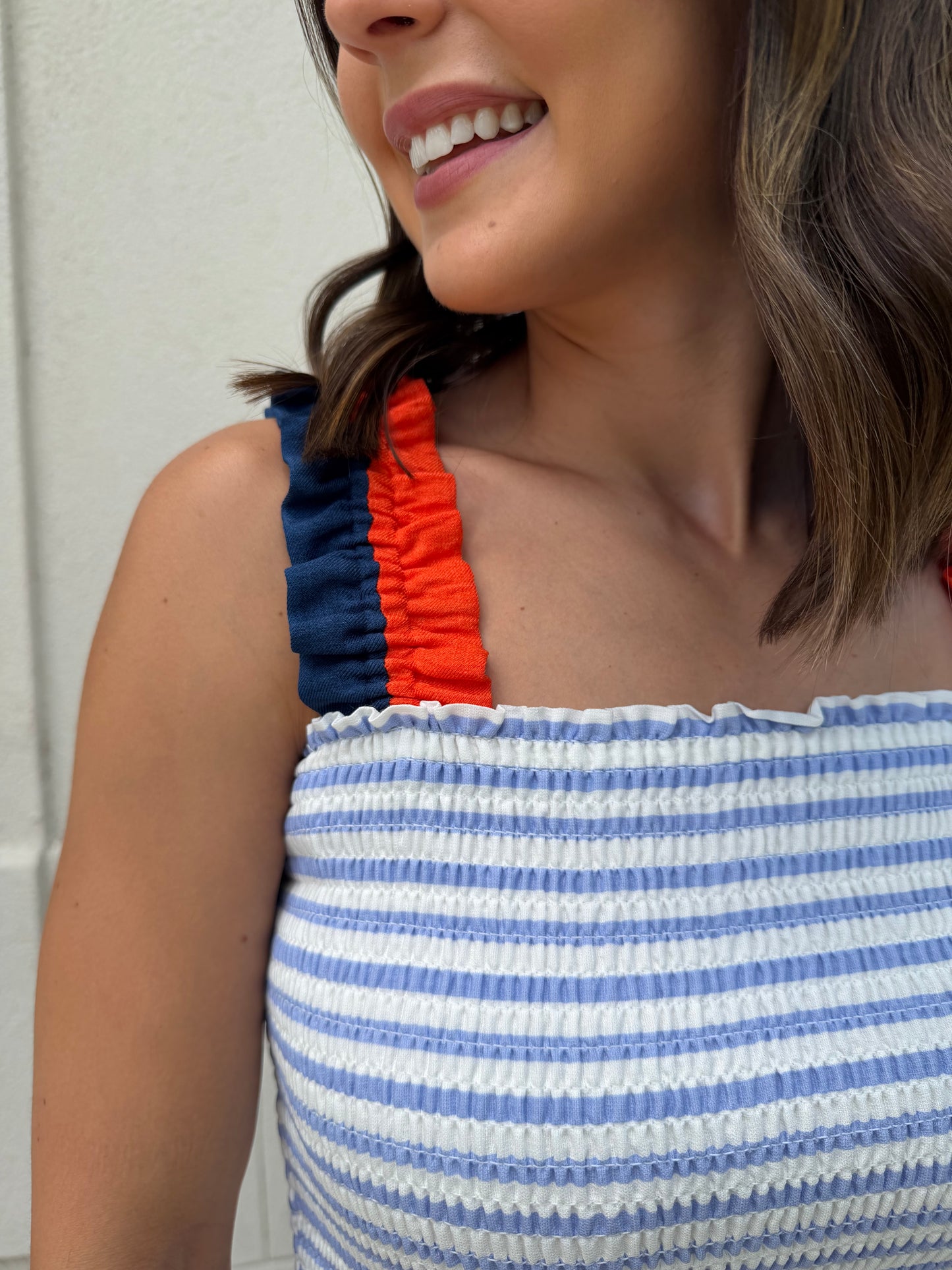 Blue Striped with Orange and Navy Straps