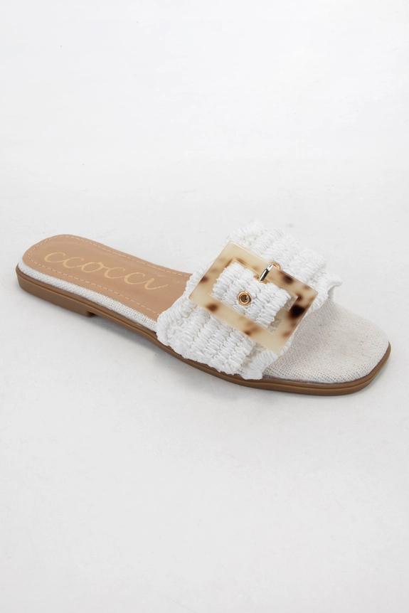 Leslie White Slide Sandal