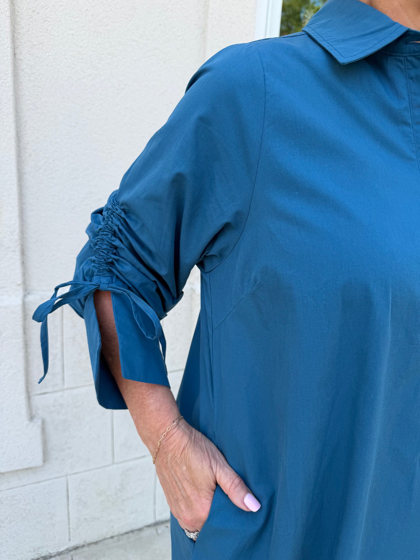 Teal Collared Midi Dress