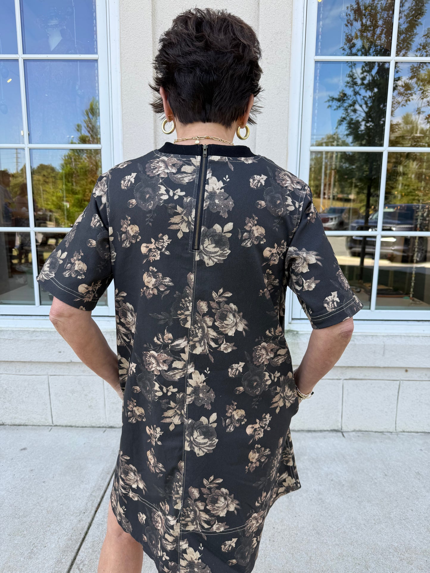 Black and Floral Print Mini