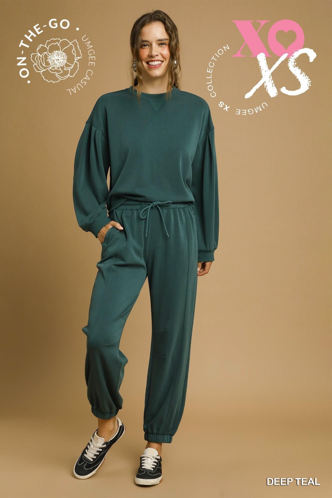 Deep Teal Pleated Lounge Set