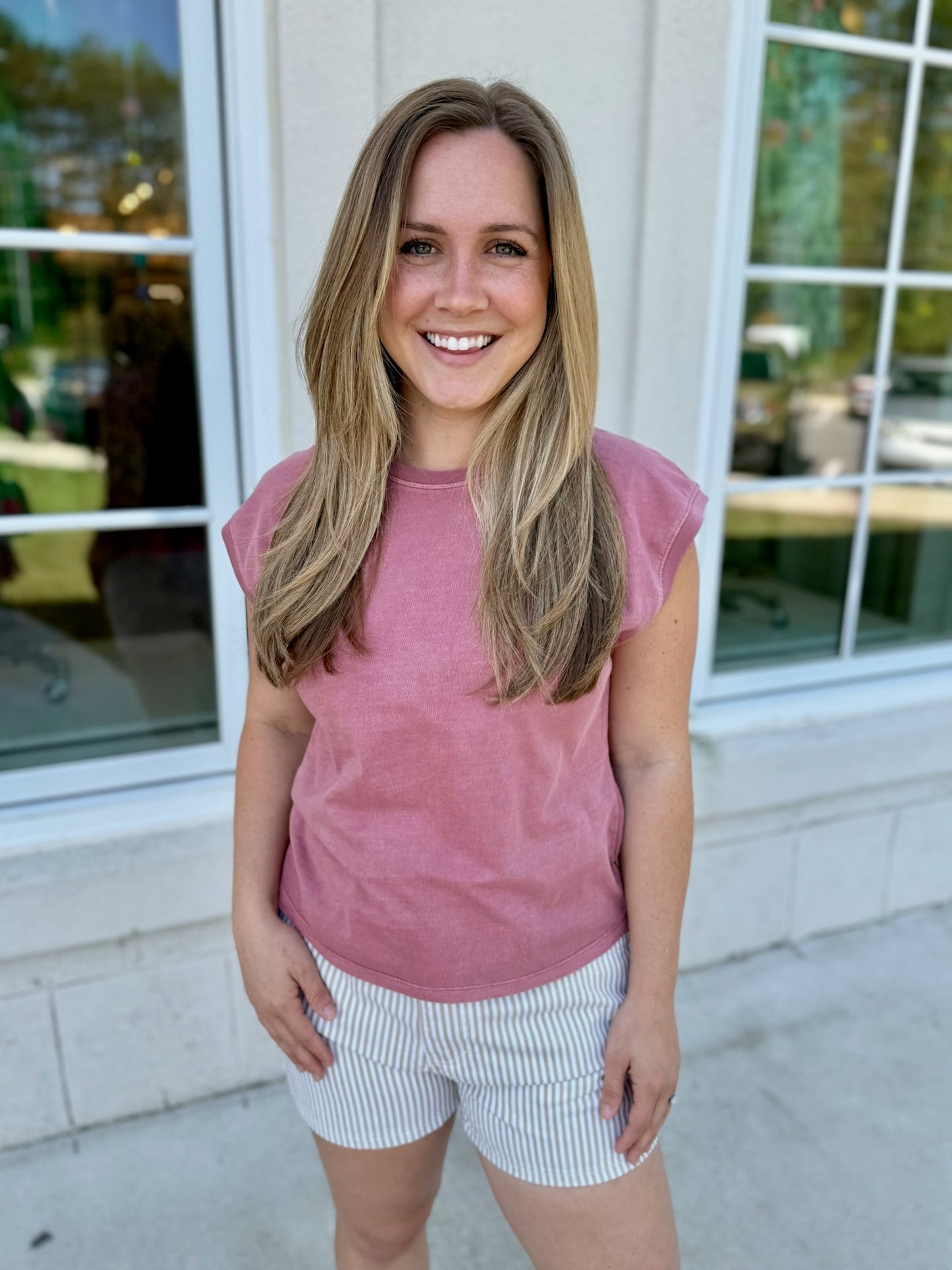 Coral Basic Cap Sleeve Tee