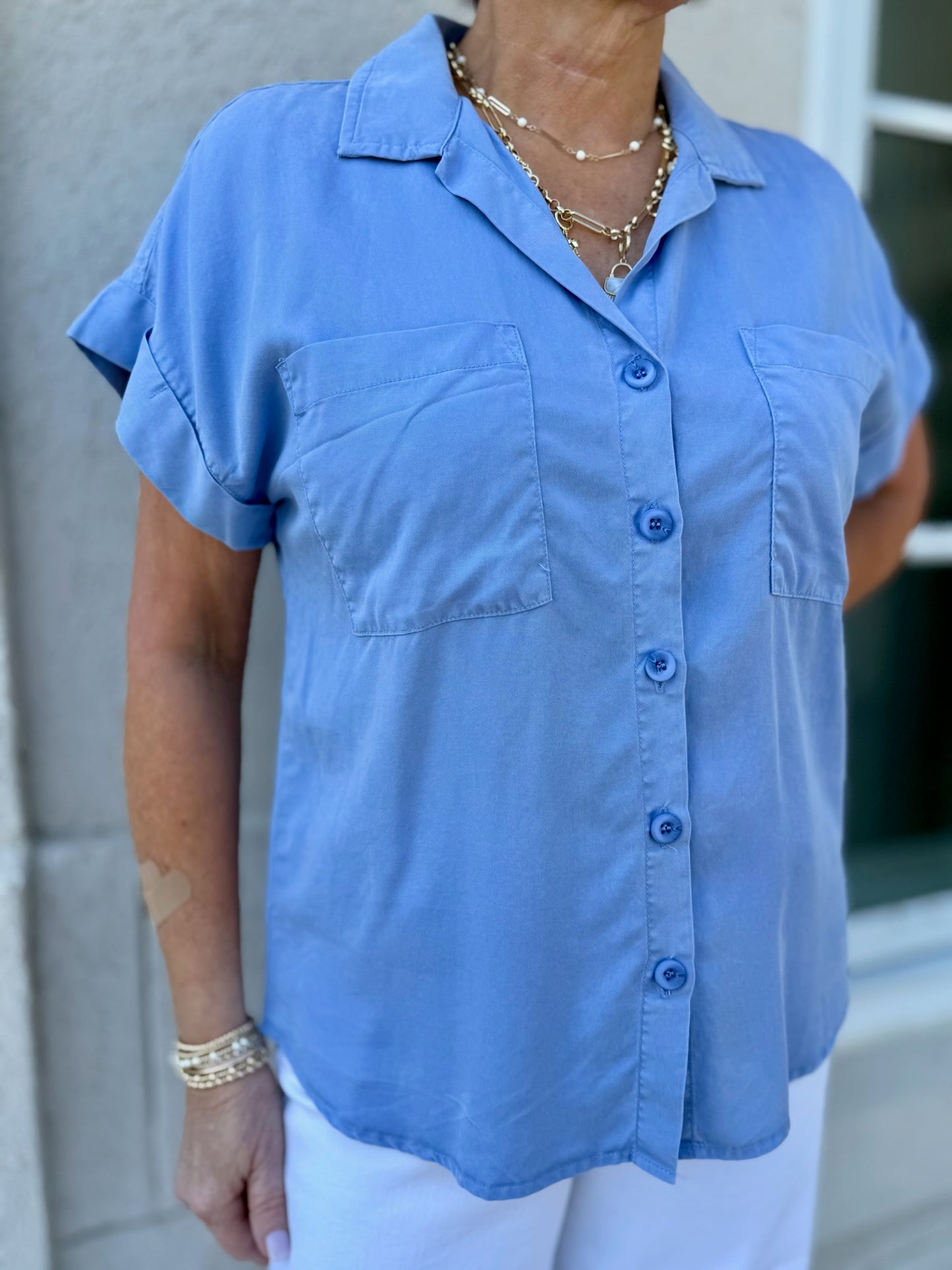Blueberry Cap Sleeve Tencel Shirt