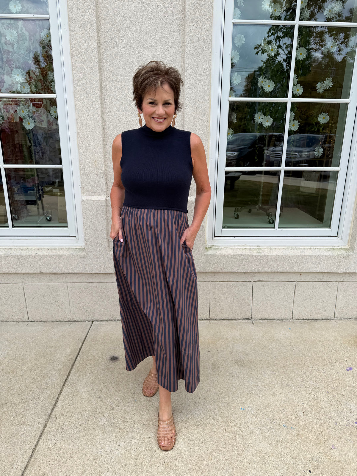 Navy with Stripe Detail Midi