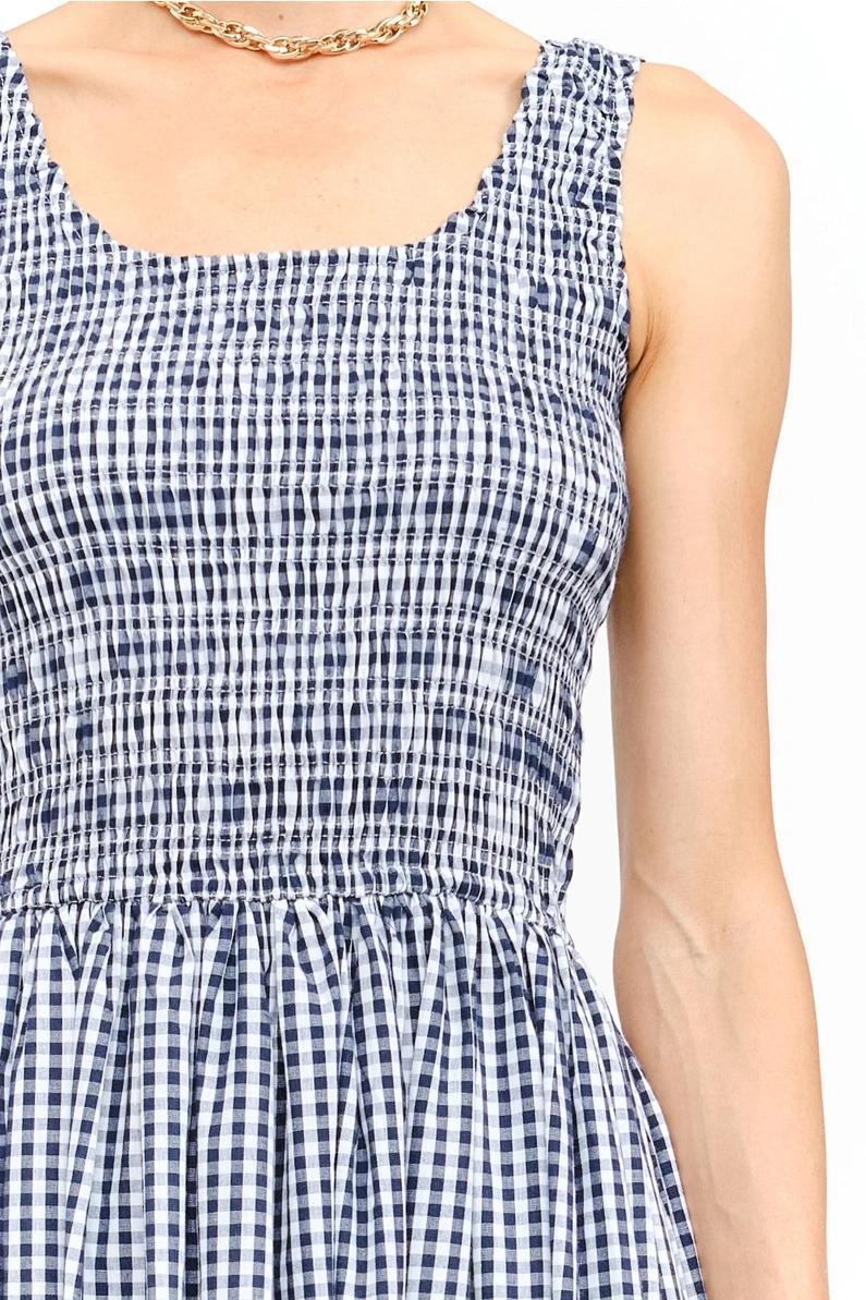 Navy Gingham Janice Dress
