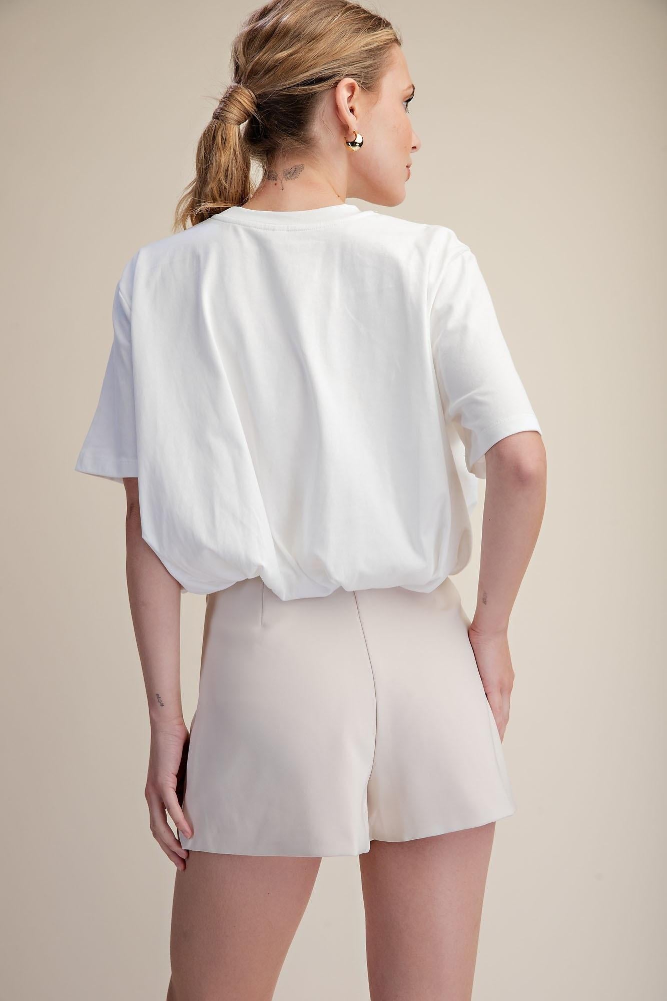 White Bubble Hem Tee