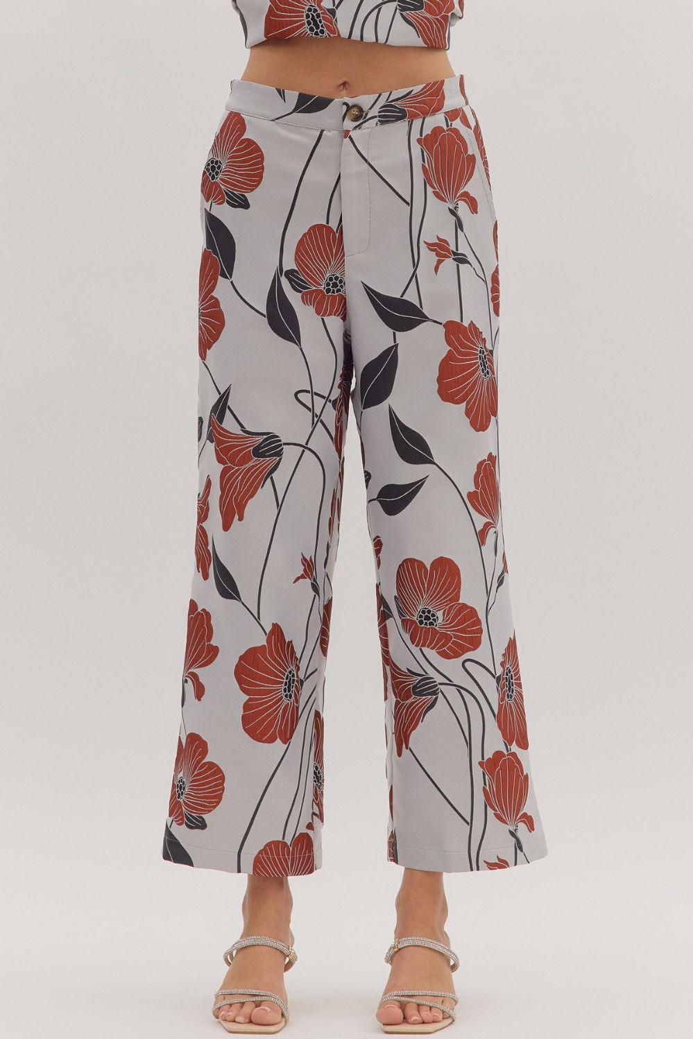 Silver Floral Pants Set