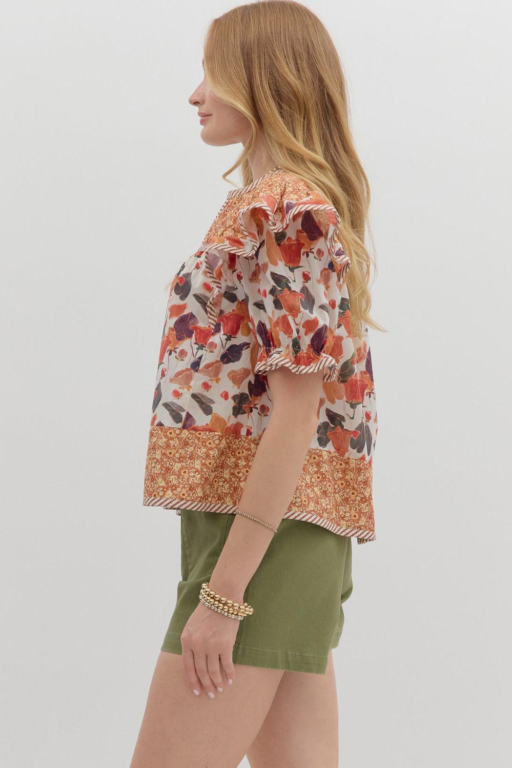 Pumpkin Multi Print Top