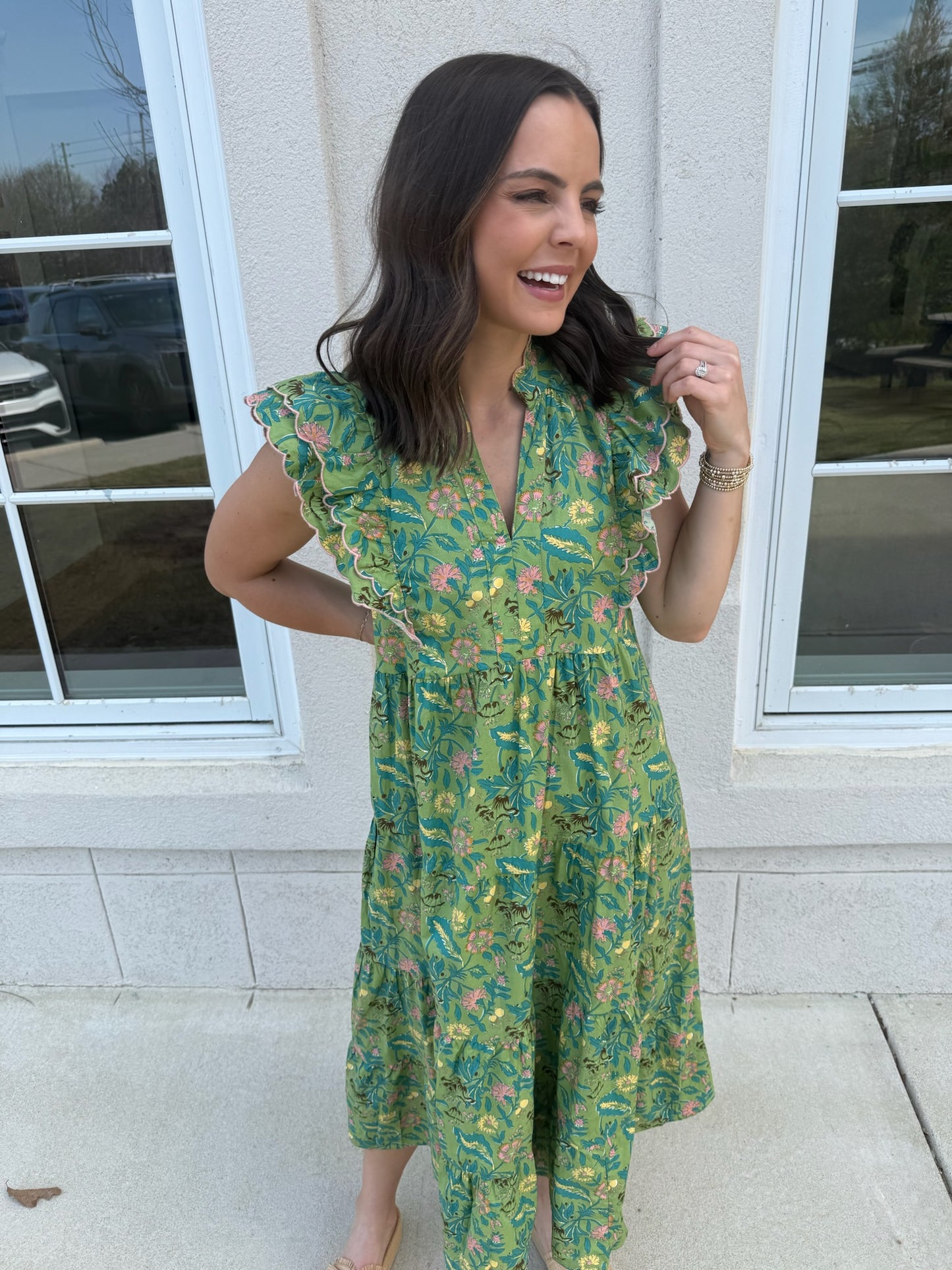 Sage Mixed Maxi Dress