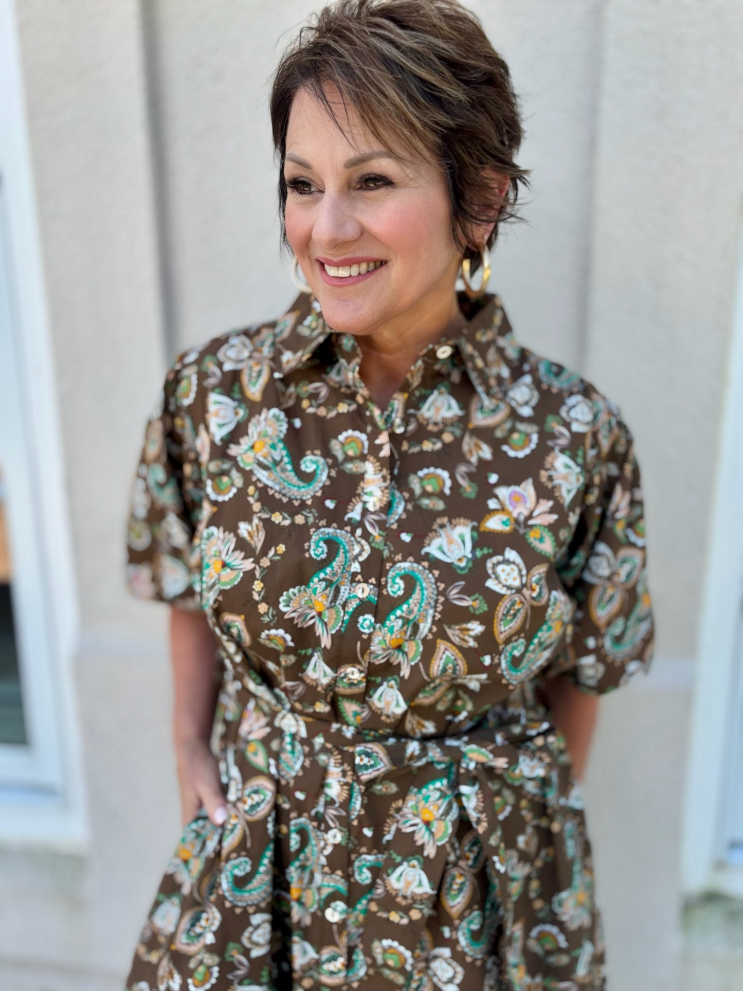 Brown Mix Paisley Print Dress