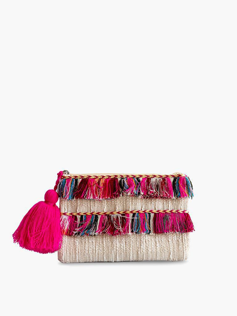 Faith Printed Cotton Pouch w/ Fringe