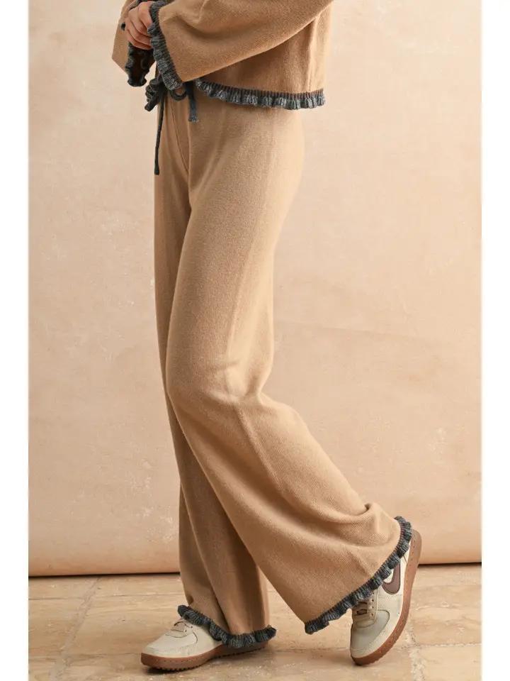 Mocha and Grey Ruffled Knit Set