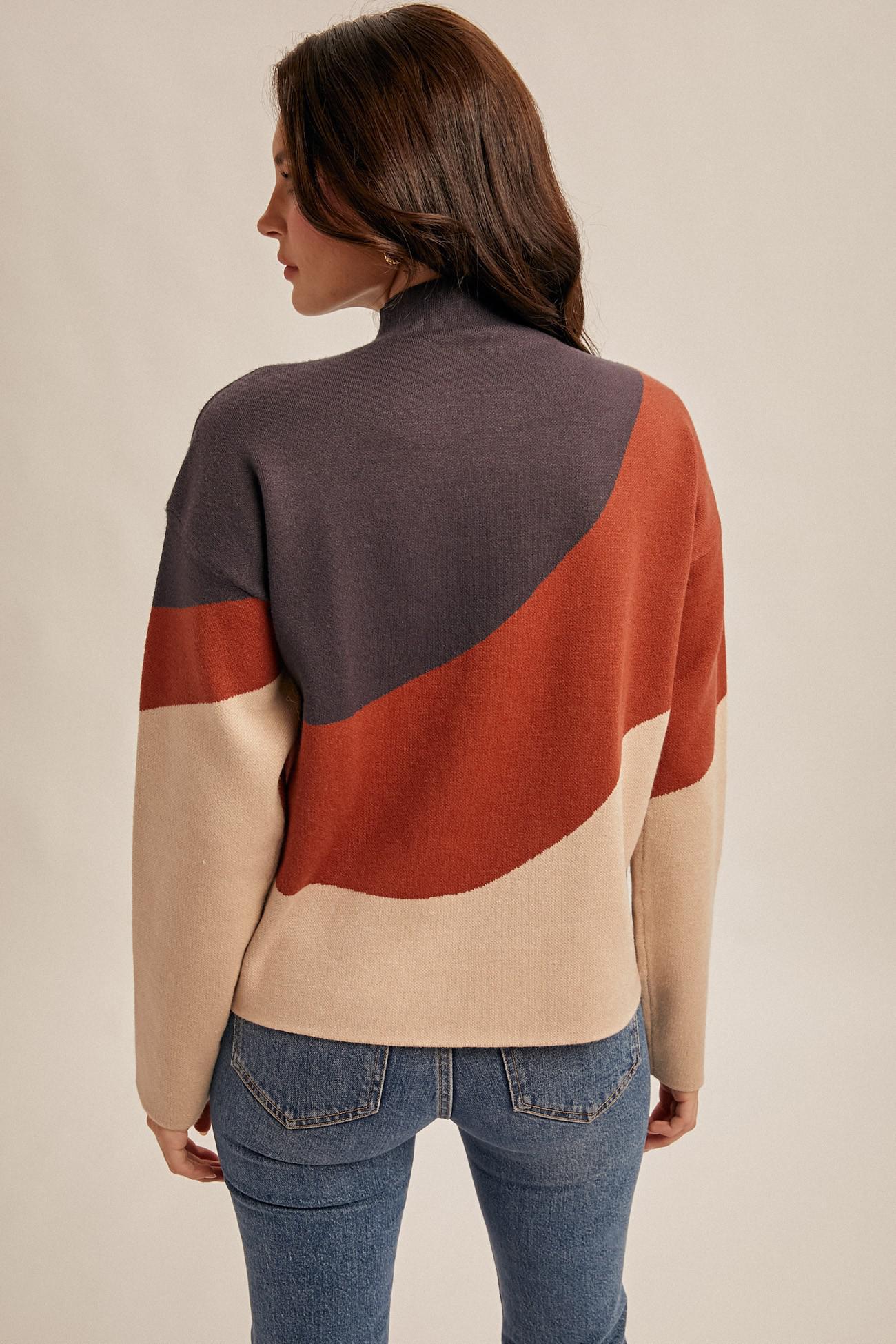 Navy, Brick, and Taupe Sweater