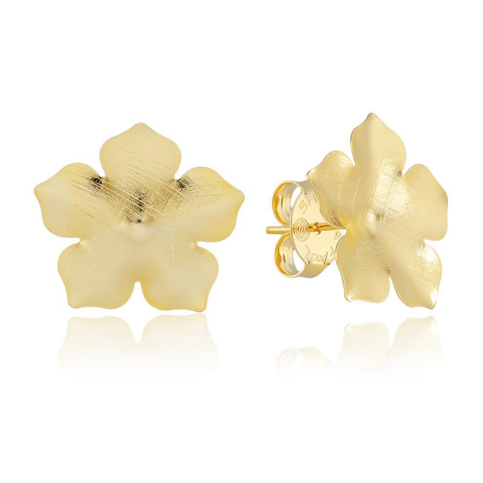 Forget-Me-Not Brushed Gold Flower Studs