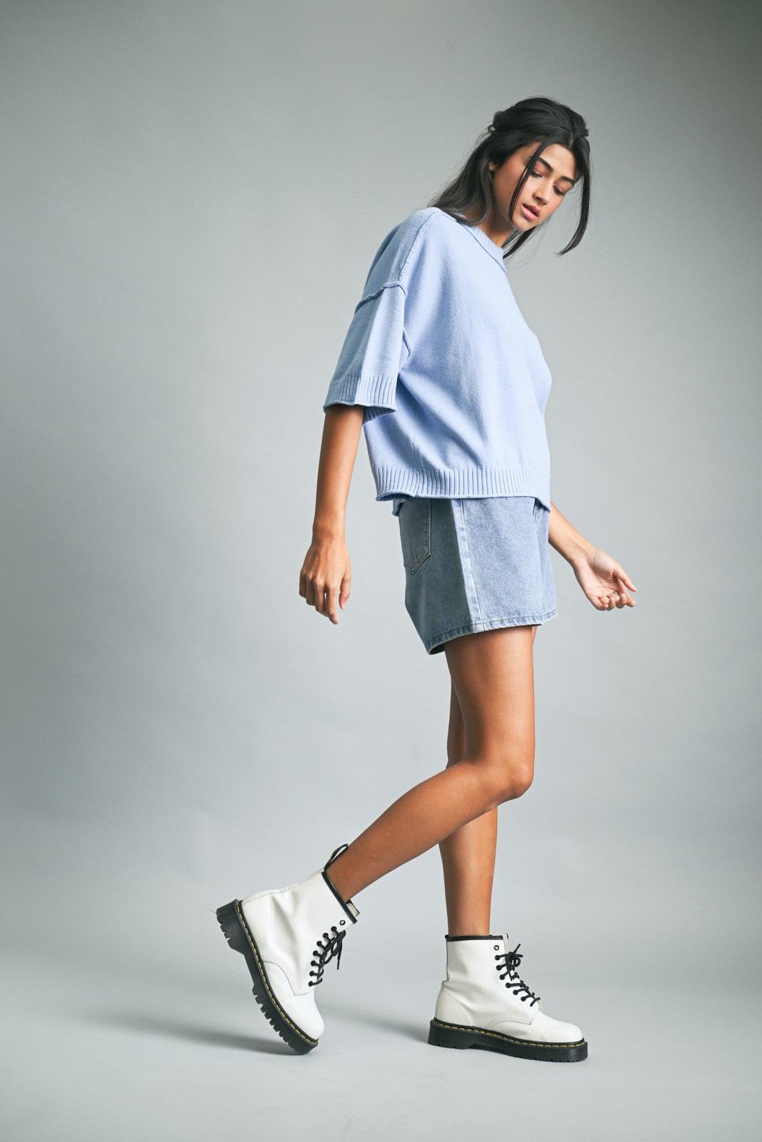 Denim Blue Crew Neck Sweater